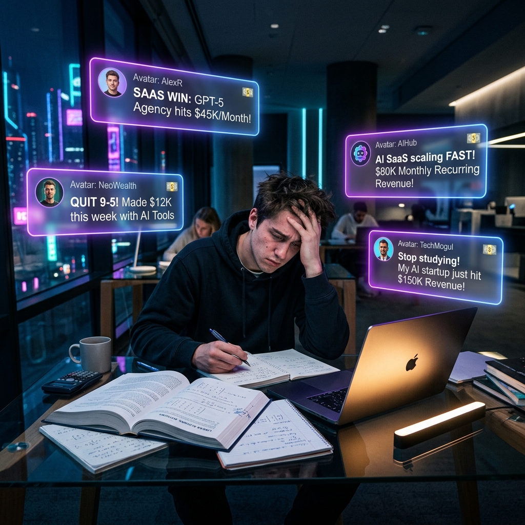 Estudiante frustrado con álgebra vs éxito en internet